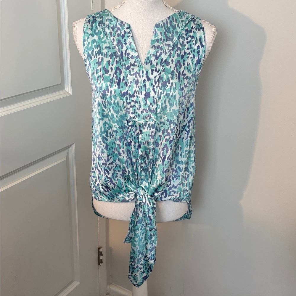 Chico's Teal and Navy Animal Print Blouse